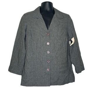 Jaclyn Smith Lightweight Blazer (Size:Large, Color:Gray/Brown)